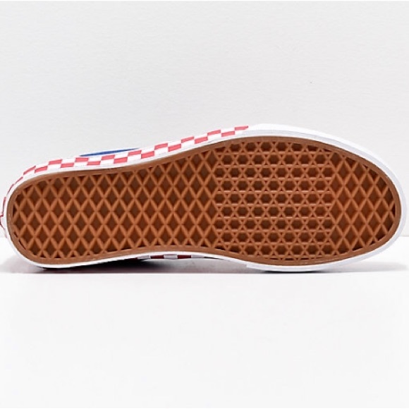 vans era bmx red white and blue checkerboard skate shoes